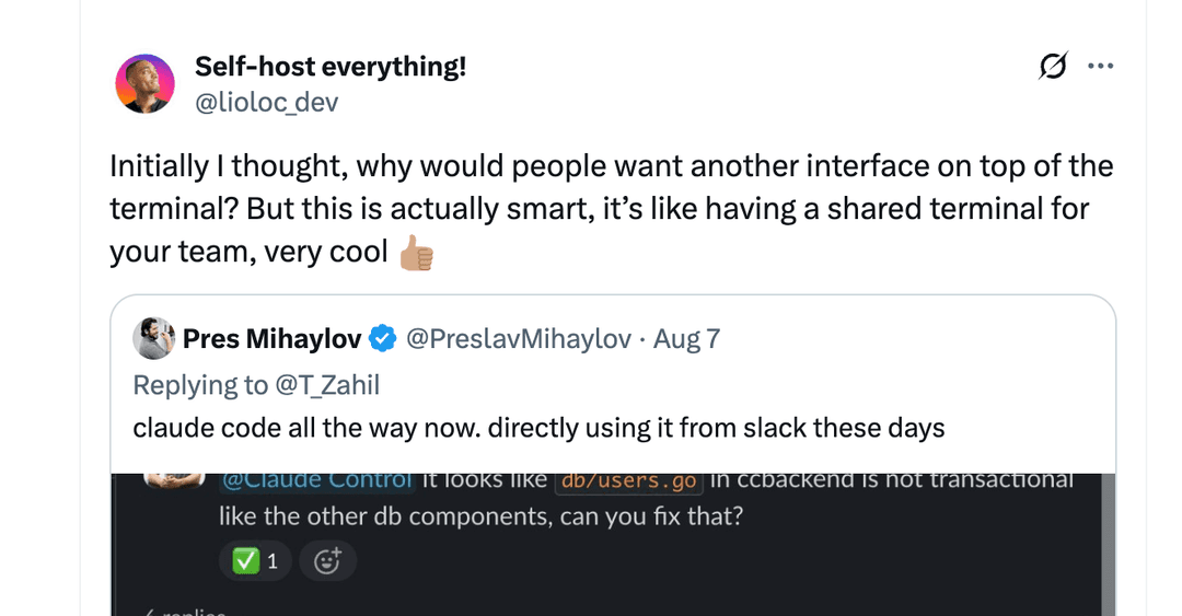 Lioloc's testimonial about Claude Control